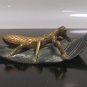 Tantric Brass Copper Fengshui Mantis Statue on the Leaf Metal Home Decor