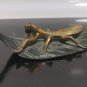 Tantric Brass Copper Fengshui Mantis Statue on the Leaf Metal Home Decor