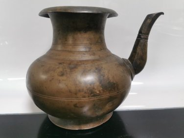 Antique Mughal Period Old Islamic Solid Brass Ritual Holy Water Pot Rich Patina