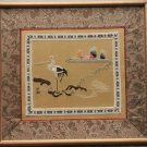Antique Chinese Hand Embroidered Crane Framed Silk Tapestry Asian Artwork 30x27