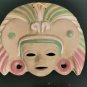 Vintage Mexican Aztec Mayan Face Mask Terracotta Clay Hand Painted Wall Hanging