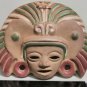 Vintage Mexican Aztec Mayan Face Mask Terracotta Clay Hand Painted Wall Hanging