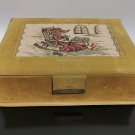 Old Vintage Trinket Jewelry Box Tapestry Embroidery Lady Knitting Collectible
