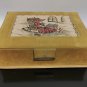 Old Vintage Trinket Jewelry Box Tapestry Embroidery Lady Knitting Collectible