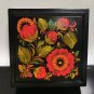 Khokhloma Russian Vintage Floral Trinket Jewlery Box Handpainted Collectible