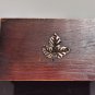 Vintage Hand Carved Old Wood Leaf and Metal Decor Trinket Jewelry Box