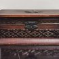 Vintage Hand Carved Old Wood Leaf and Metal Decor Trinket Jewelry Box