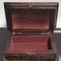 Vintage Hand Carved Old Wood Leaf and Metal Decor Trinket Jewelry Box