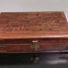 Vintage Hand Carved Inlay Brass Leaves Decor Trinket Jewelry Box