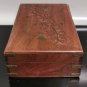 Vintage Hand Carved Inlay Brass Leaves Decor Trinket Jewelry Box