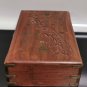 Vintage Hand Carved Inlay Brass Leaves Decor Trinket Jewelry Box