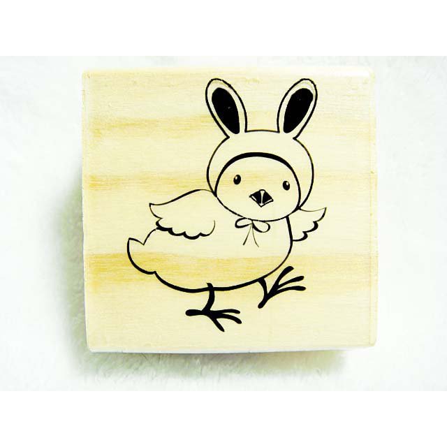 Wood Mounted Rubber Stamp by Craft Smart - Bunny Eared Chicken