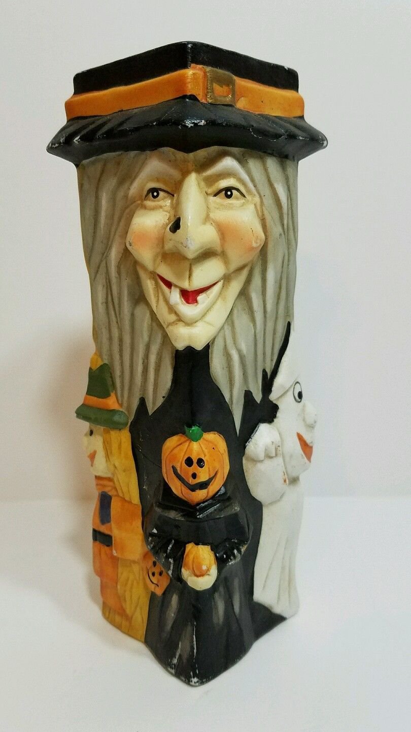 Candle Holder Halloween Witch Old Woman Hag