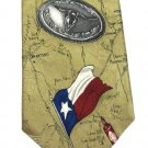 Texas Longhorn Necktie Silk Tabasco Mens Tie State Flag Sheriff Cactus Spurs Map Tan Vintage