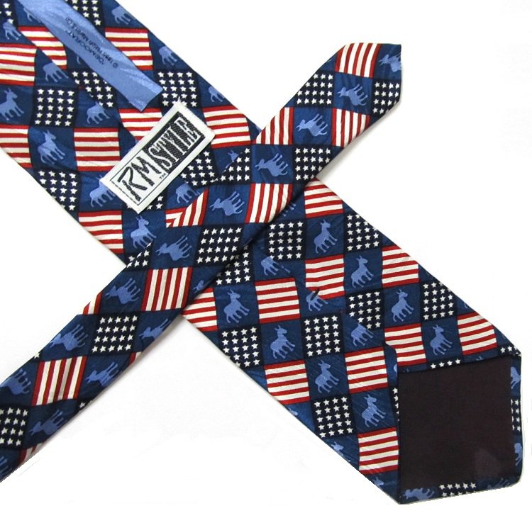 Democrat Necktie Mens Tie Donkey Politics Support Vote Red White Blue ...