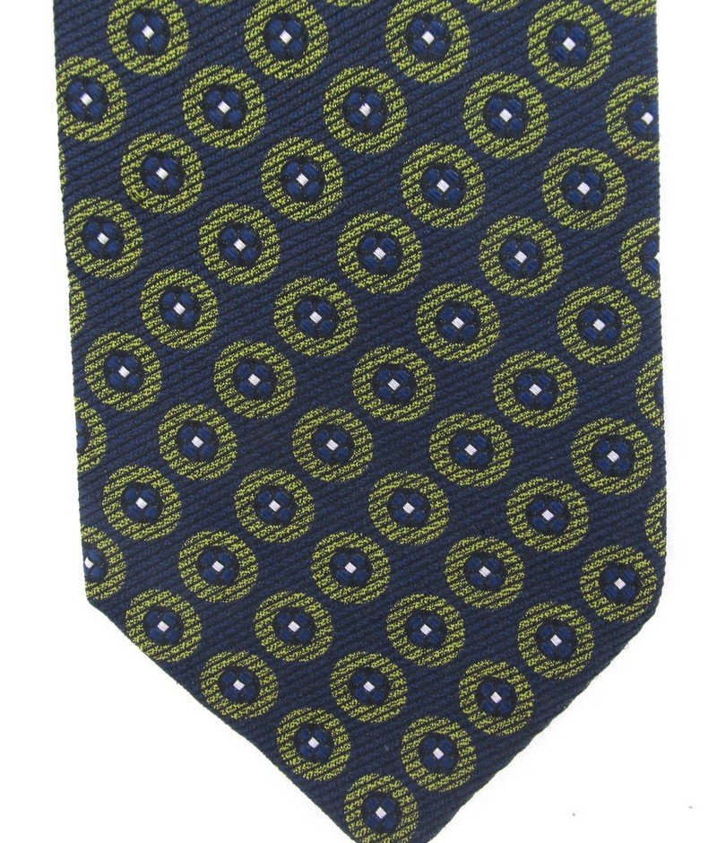 Calvin Klein Silk Neck Tie Mens Designer Fashion Dark Blue Green Cirlces Classic 58