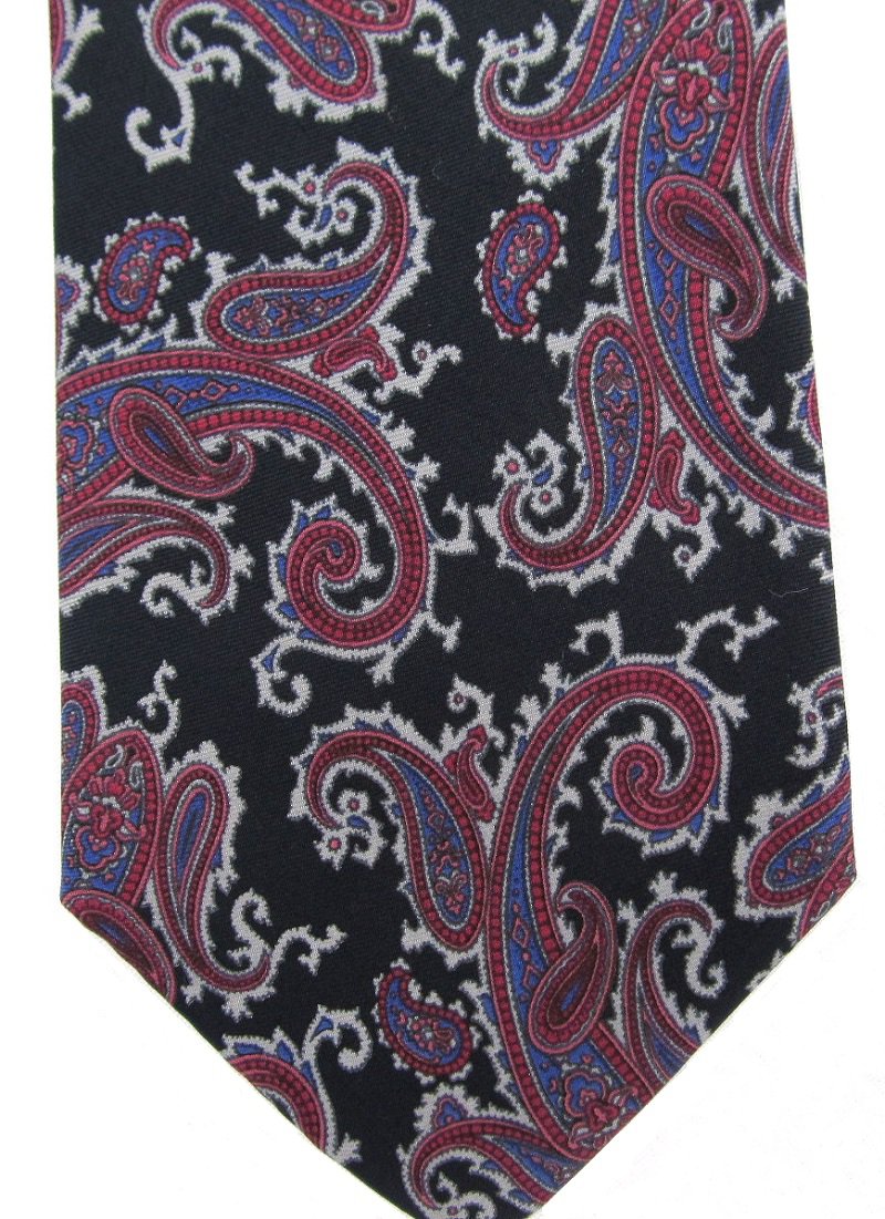 Oleg Cassini Paisley Tie Italian Silk Vintage Black Purple Rose Gray ...