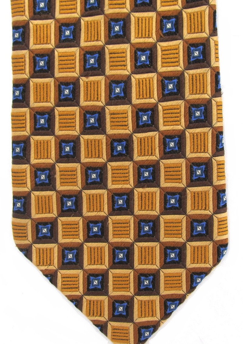 JZ Richards Nordstrom Silk Tie Extra Long 60 Woven Quilted Gold Blue ...