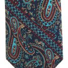Wembley Vintage Necktie 58" Paisley Aqua Blue Red Tan Skinny Classic Modern