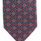 Misto Seta Italy Silk Necktie Vintage Foulard Flower Medallion Dark Blue Tan 58