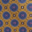 JOS A Bank Long 63" Necktie Woven Silk Tie Yellow Gold Blue Mod Geometric Exectutive
