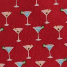 Martini Glass Necktie Tommy Bahama Linen Silk Tie Party Beach Off Island Crimson Red 57 Inch