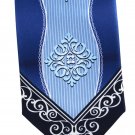 Fratello Art Nouveau Necktie Royal Ice Blue Navy Medallion Polyester 57.5