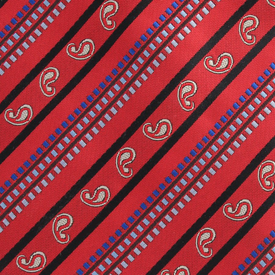 Jean Paul Necktie 60 Extra Long Red Black Gold Paisley Small Stripe Executive Mens Tie Italy
