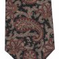 Kenneth Gordon Long Paisley Necktie Mens Silk Tie Classic Black Tan Red Executive 59.5