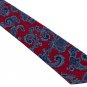 Lord Taylor Italian Silk Paisley Necktie Tie Cranberry Crimson Blue Executive Fashion 57.5