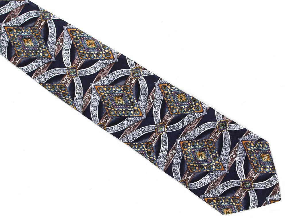 Aldo Ponti Silk Necktie Mens Tie Art Nouveau Scroll Gold Blue Purple ...