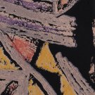 Adolfo Necktie Black Abstract Mod Paint Splash Yellow Purple Coral 58