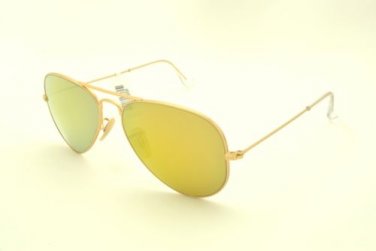 New Original Ray-Ban Unisex RB3025 112/93 58 Gold Aviator Mirrored