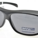 Sunglasses INVU E2402A Black Men Black Square Polarized fits over optical frames