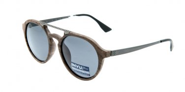 Sunglasses Invu T2618B MATT DARK BROWN WOOD Unisex Brown Round Polarized