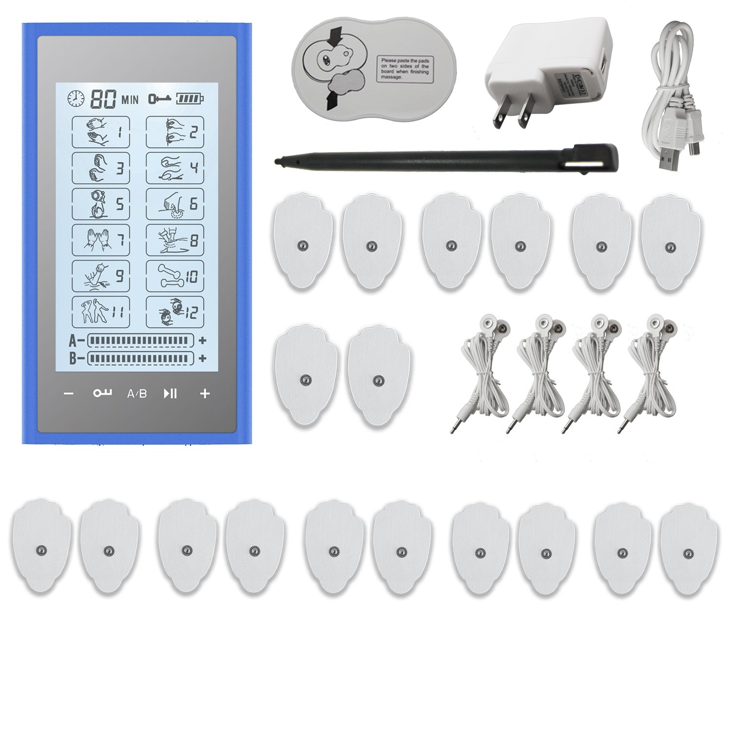 T12AB2 HealthmateForever TENS Unit Electrical Muscle Stimulator Blue in