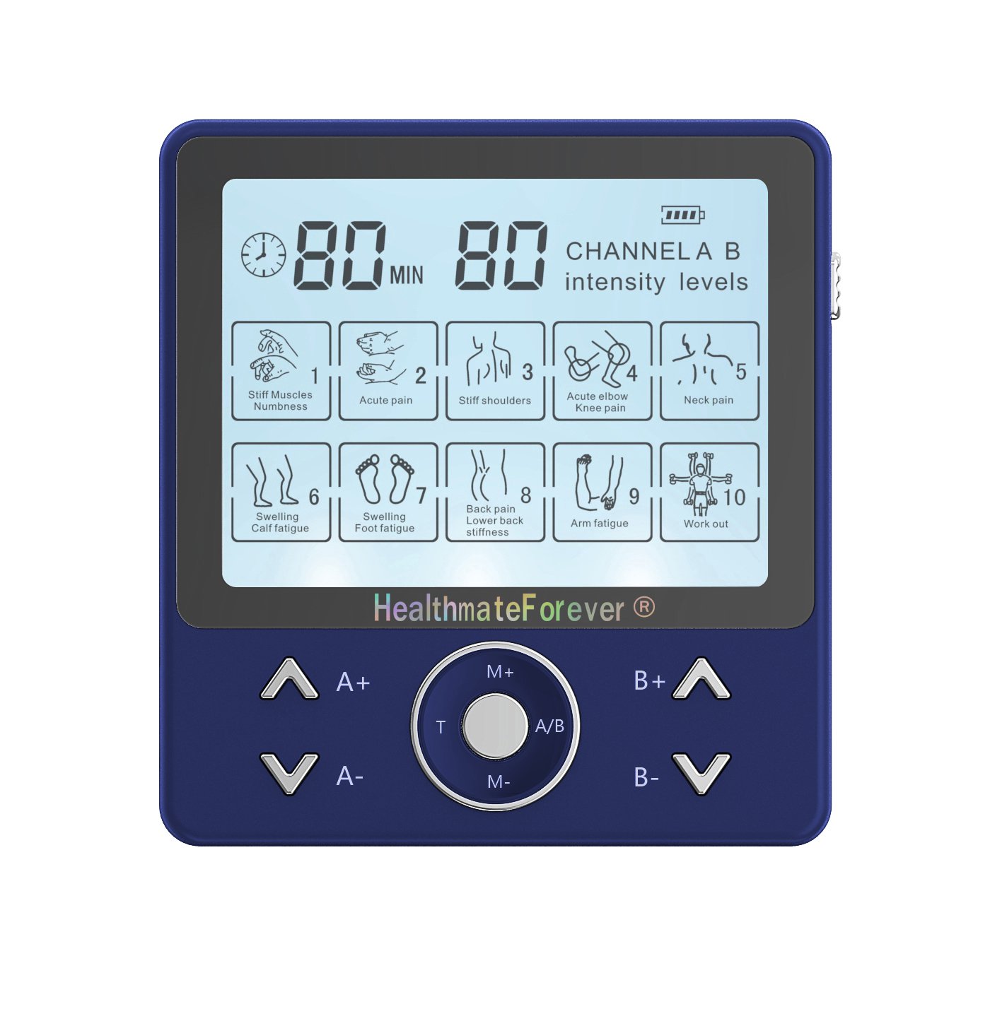 PRO10AB2C HealthmateForever TENS Unit Electrical Muscle Stimulator Blue