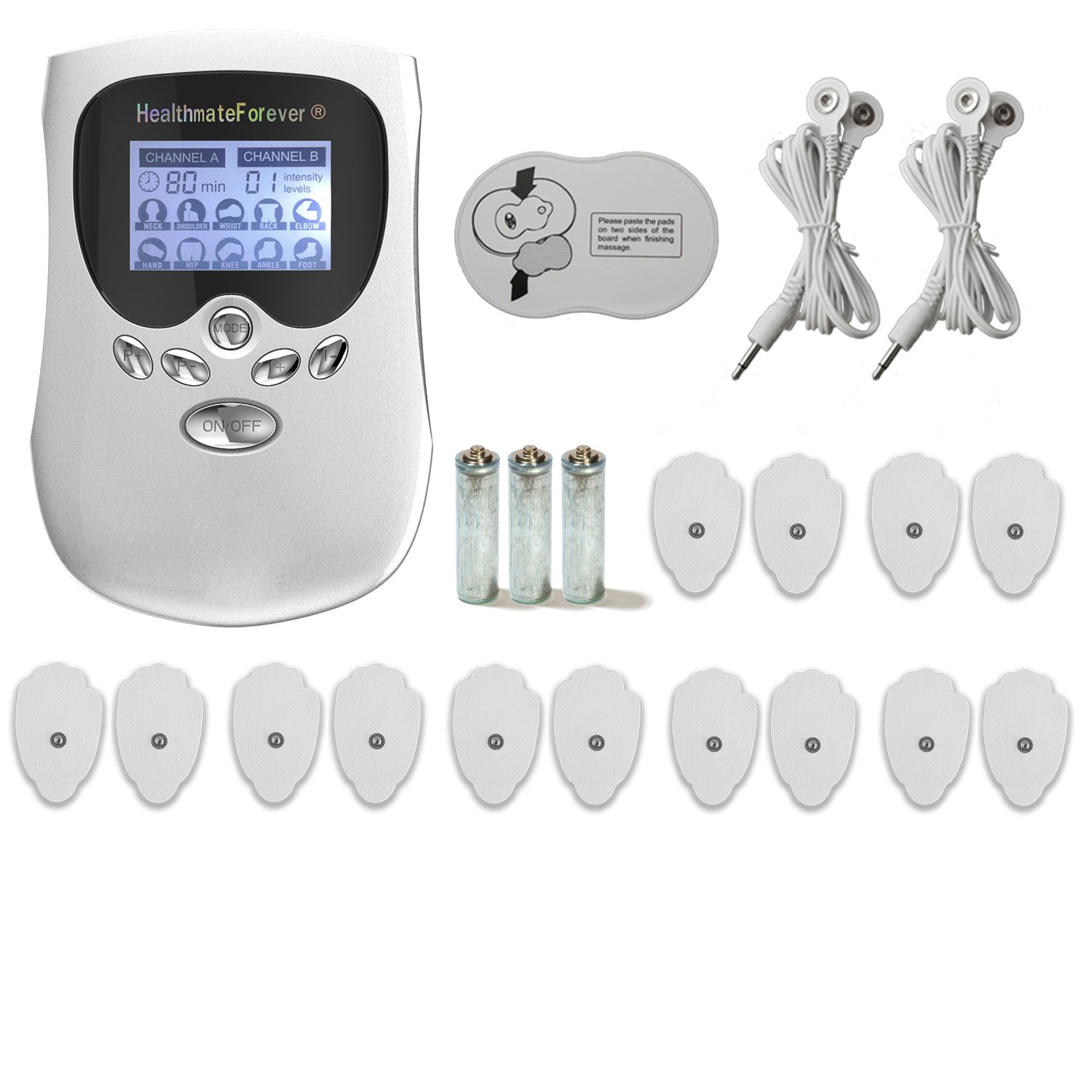 PM10AB HealthmateForever TENS Unit Electrical Muscle Stimulator Silver