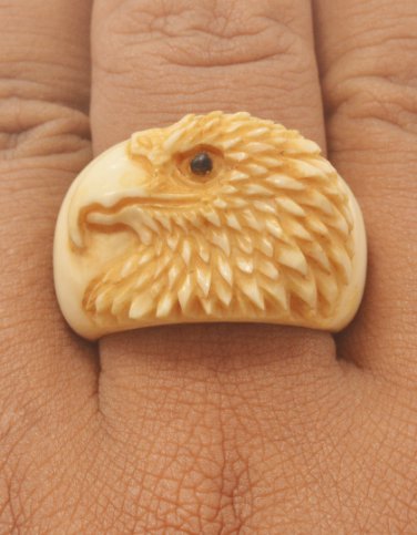 Sz 10Carved Bone Eagle By Master Carved Bone Jewelry Ring