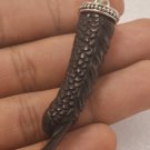 Hand Carved Eagle Claw Natural Black Buffalo Horn 925 Sterling Silver Pendant