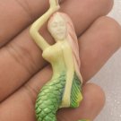 Carved Buffalo Bone Mermaid Sterling Silver 925 Jewelry Pendant