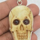 Death Skull Garnet 925 Silver Pendant Designer Unique Handmade Bali Jewelry