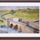 Original 20x26 Framed Watercolor - Civil War Scene