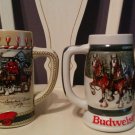 Vintage 1987 & 1989 Budweiser Christmas Holiday Steins Mugs 