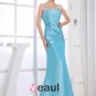 Strapless Neckline Floor Length Sleeveless Satin Pleat Beading Empire Bridesmaid Dresses