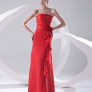 Fashion Chiffon Pleated Ruffle Flowers Strapless Sleeveless Floor Length Bridesmaid Dress