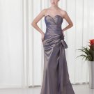 Elegant Ruffle Flower Decoration Sweetheart Floor Length Taffeta Bridesmaid Dress