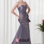 Elegant Ruffle Flower Decoration Sweetheart Floor Length Taffeta Bridesmaid Dress