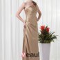 Elegant Ruffle Sloping Flower Decoration Floor Length Charmeuse Bridesmaid Dress