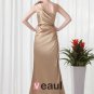 Elegant Ruffle Sloping Flower Decoration Floor Length Charmeuse Bridesmaid Dress